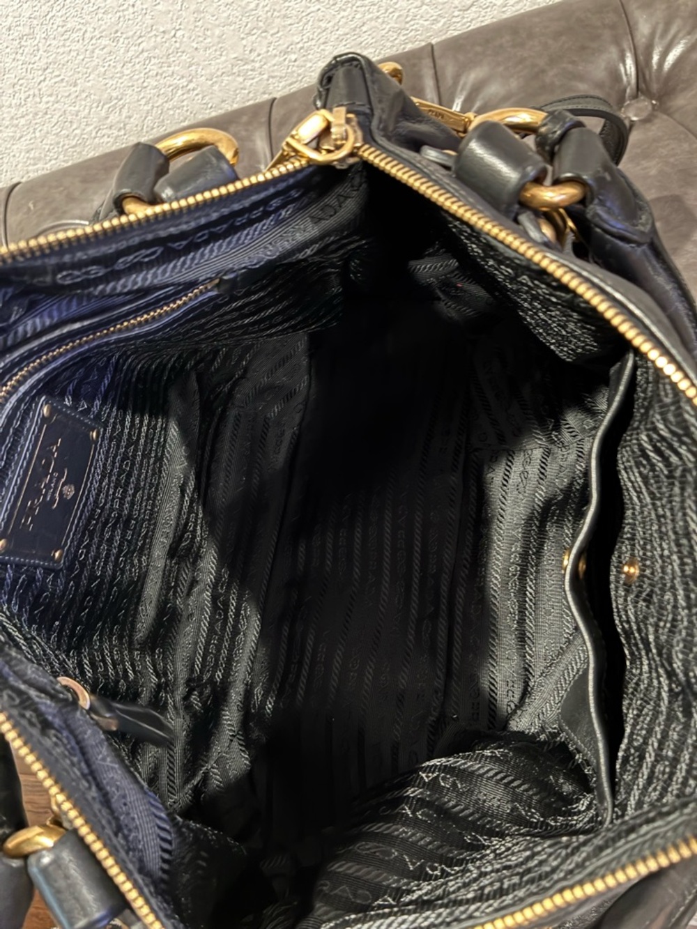 Prada Black Leather Shoulder Bag with Gold Hardware - Picture 9 of 9